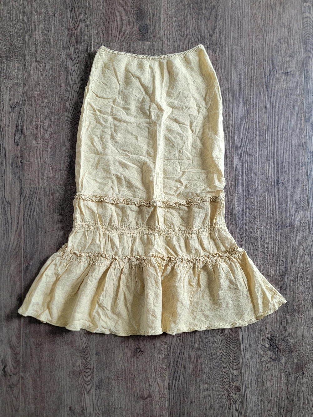 Odille Yellow Ruffled Midi Skirt